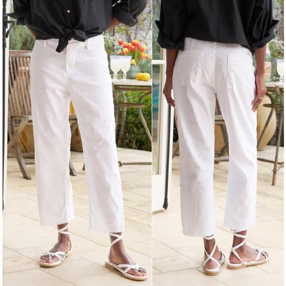 NEW Frank and Eileen Italian Performance Linen Kinsale The Trouser White Size 6